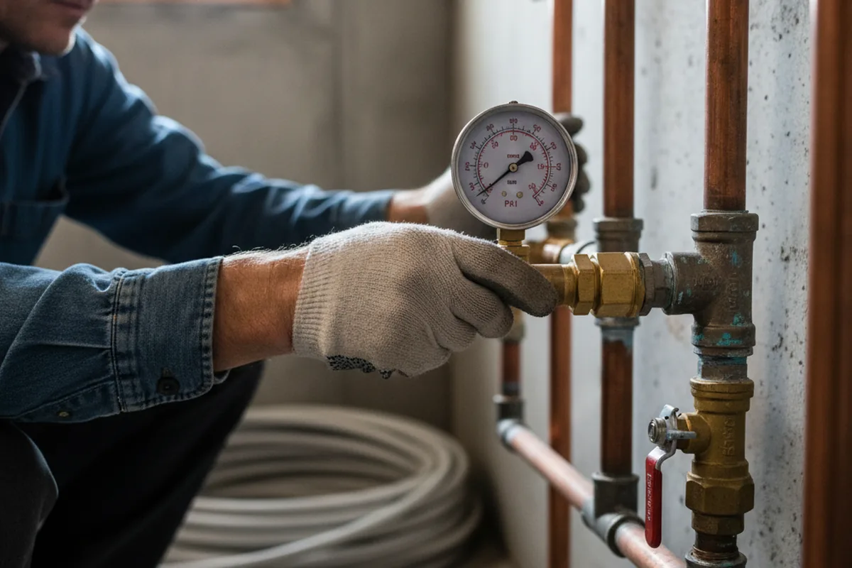 Pressure testing a repaired line during Water Line Repair in Mount Ayr